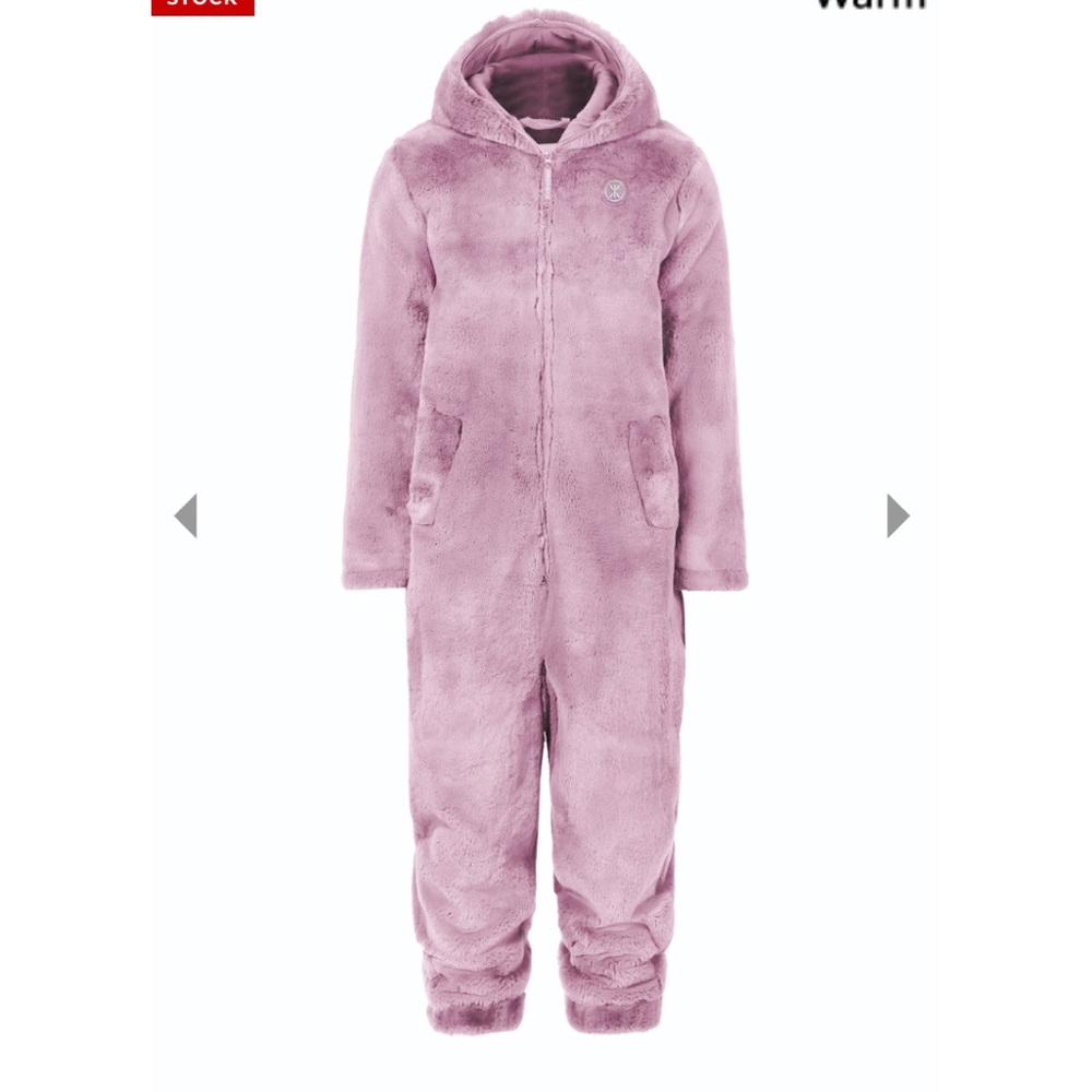 Onepiece “The Boss” Faux Fur Hooded Onesie - Mauve Pink